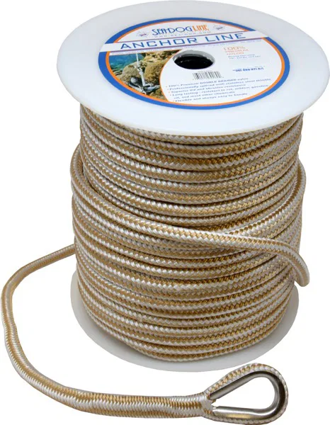 302110100G/W-1 – SEA DOG Anchor Rode, Double Braided Nylon Rope 825 Pound Working Load Limit 3/8 Inch Diameter x 100 ...